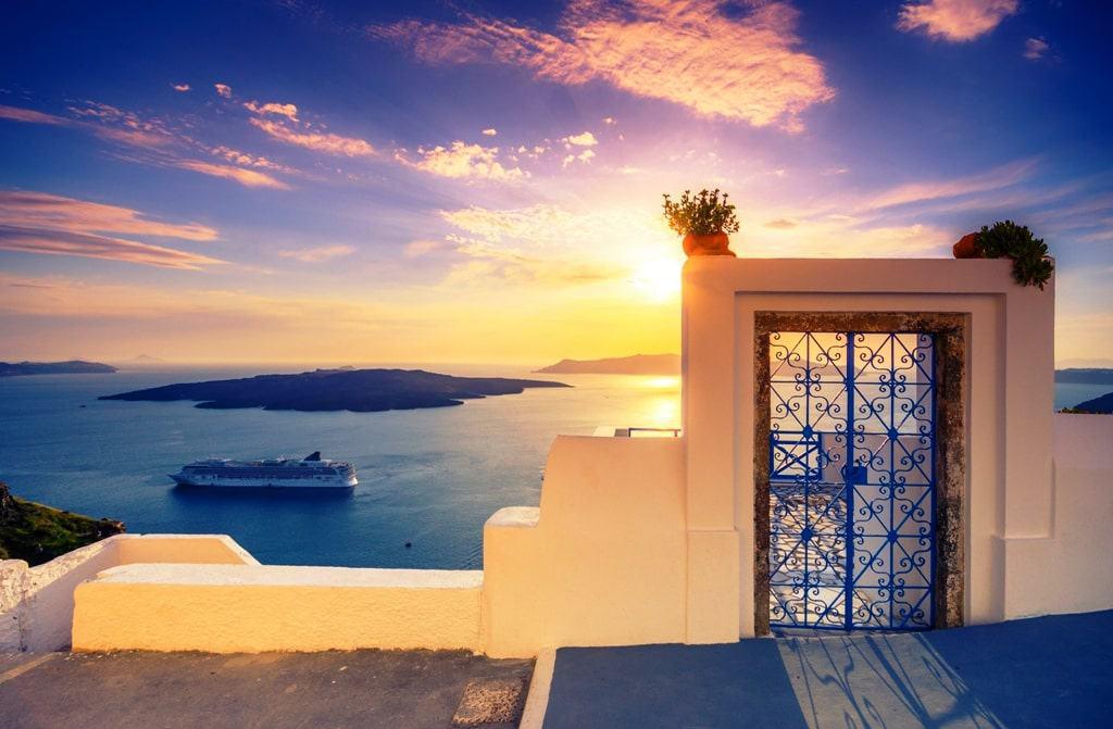 Evening view of Fira caldera