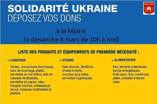 Solidarité Ukraine, collecte de dons