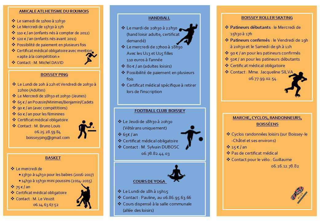 Guide des Associations sportives présentes à Boissey le Châtel