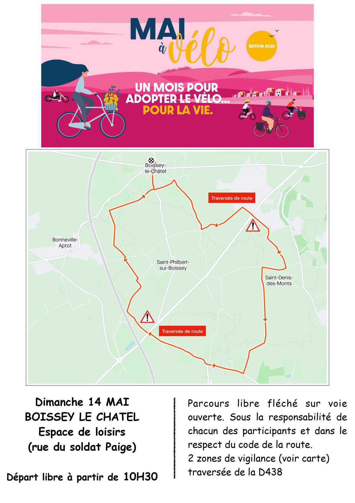 Parcours de la balade familiale du 14 mai