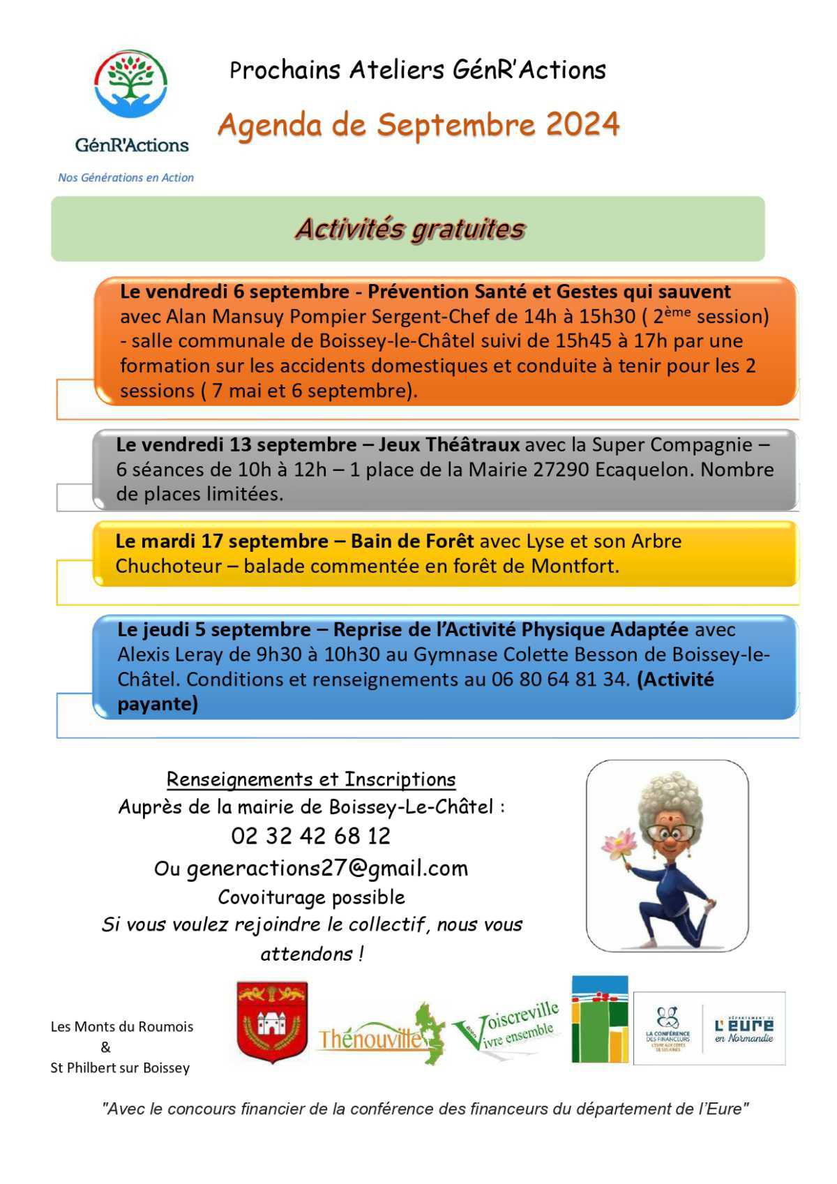 Calendrier des prochains ateliers GénR'actions en Septembre