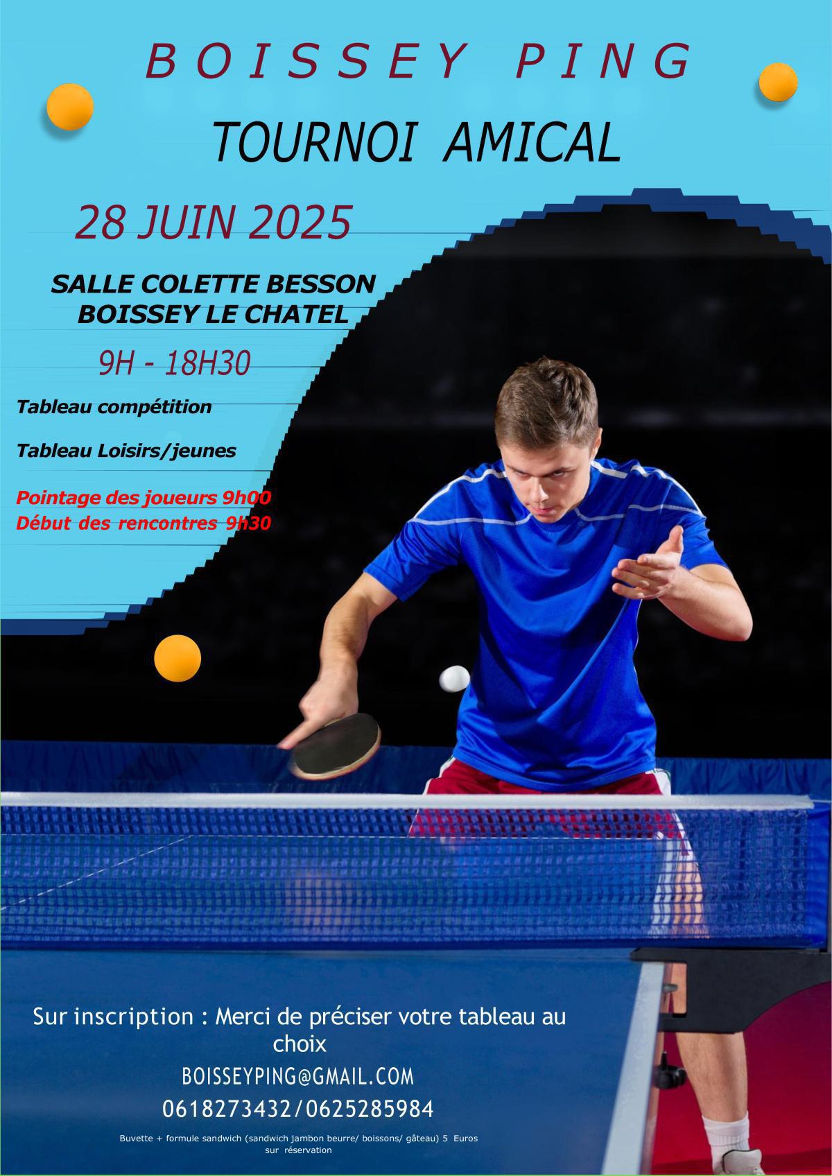Tournoi du Boissey Ping le 28 juin 2025