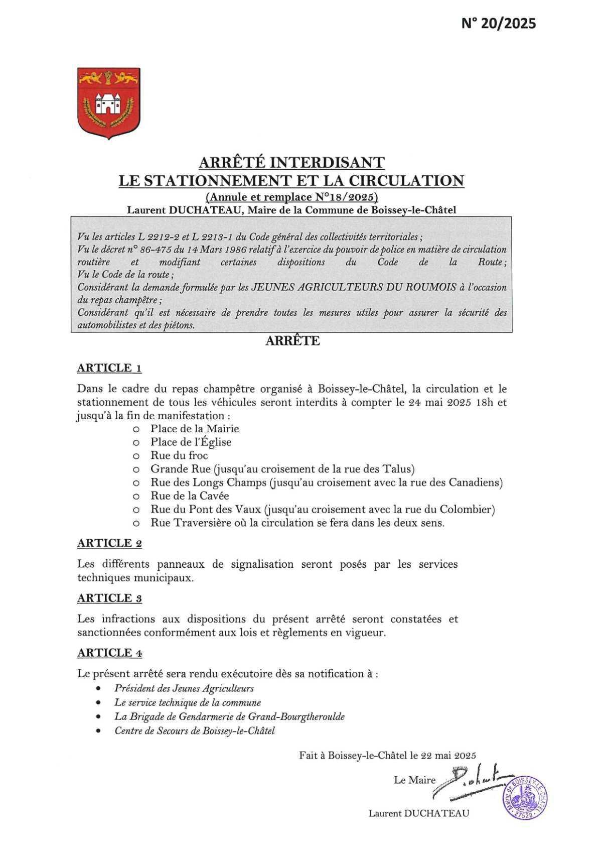 Attention Modifications stationnements et circulations 24 mai