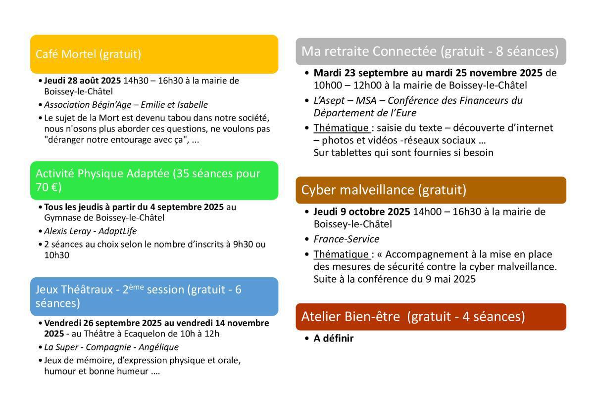 Calendrier des prochains ateliers GenR'action