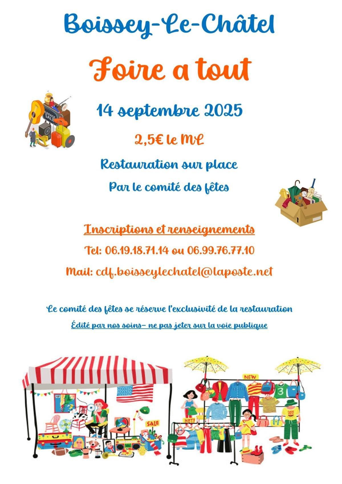 Foire à tout du 14/09 par le comité des fêtes