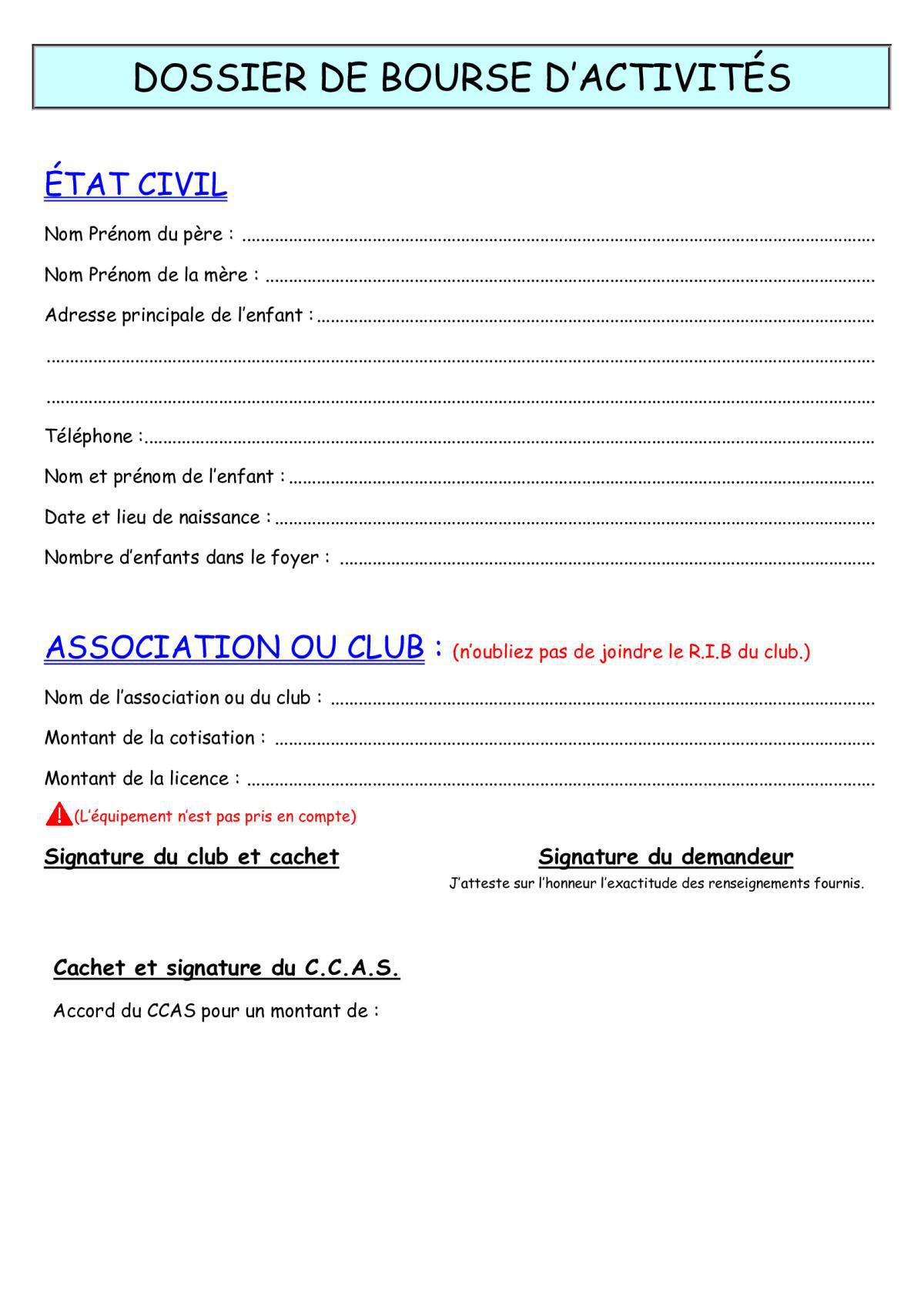 Informations sur les bourses proposées par le CCAS