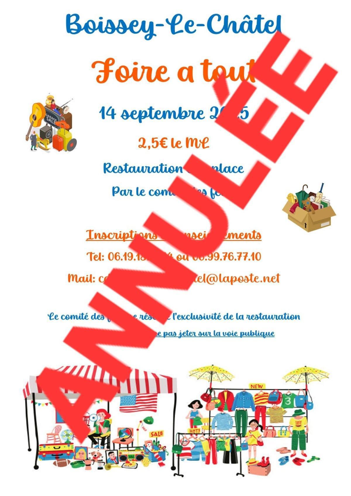Foire à tout annulée du 14/09
