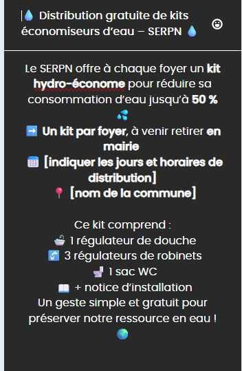 Distribution des Kits d'économie d'eau par le SERPN