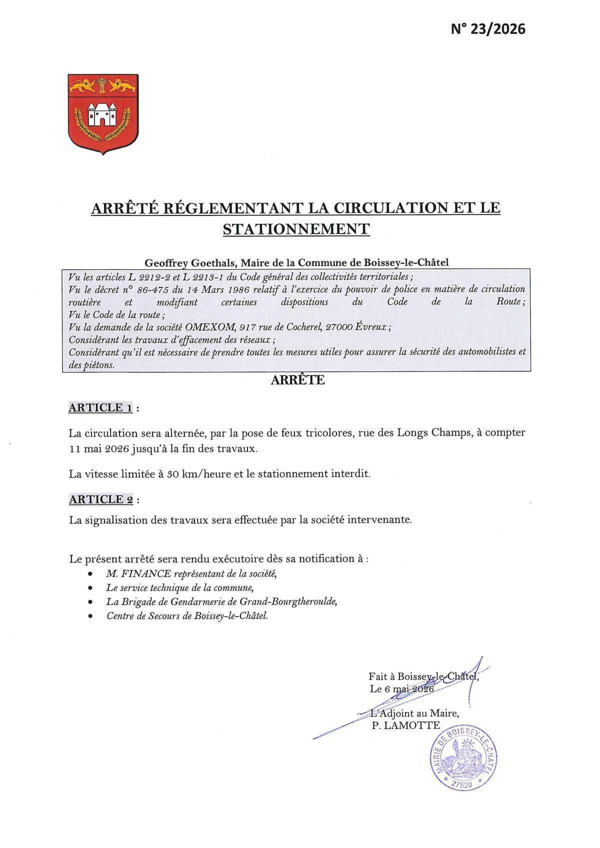 Arrêtés Municipaux - Mai 2026