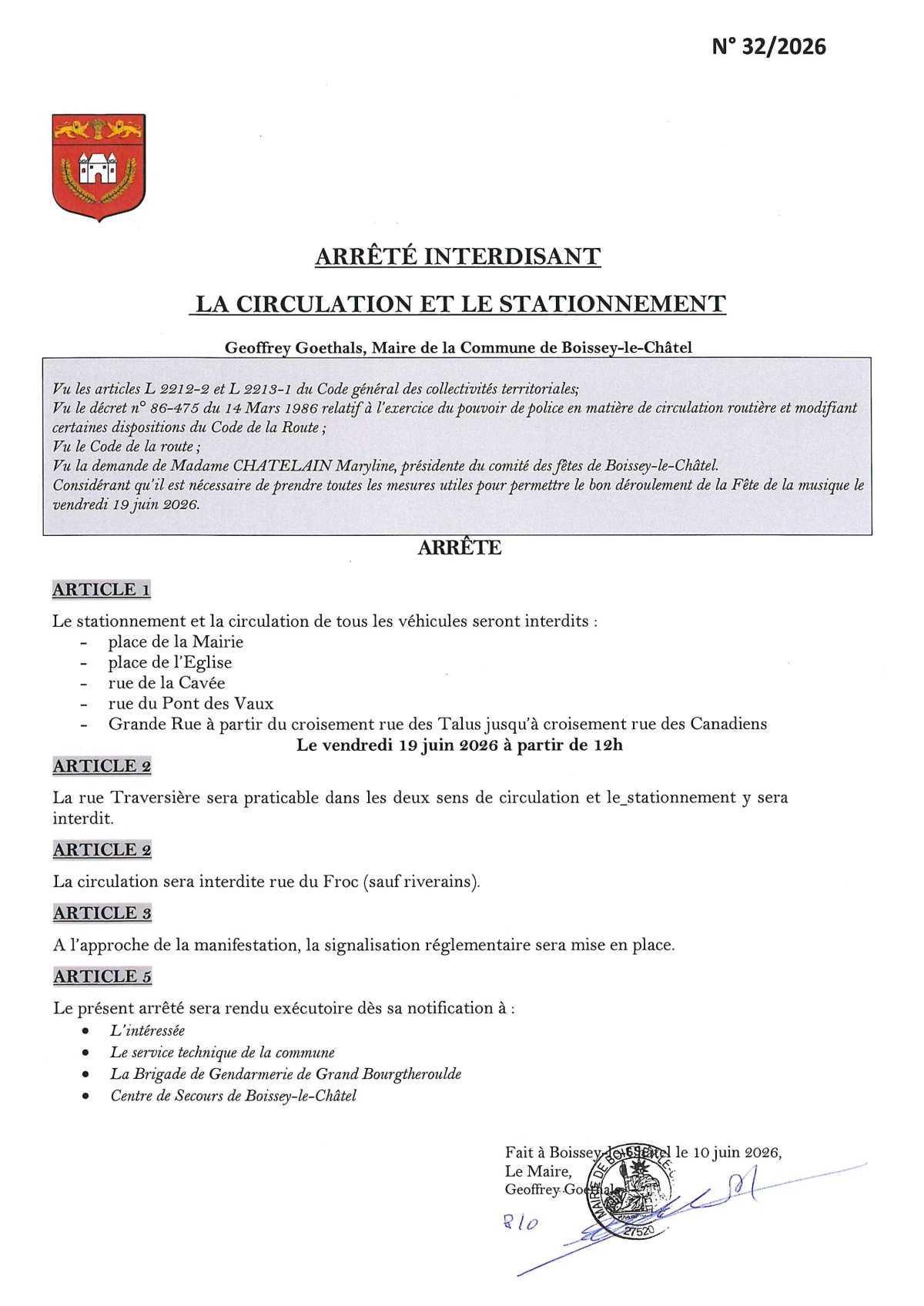 📢 Information – Fête de la Musique 2026 🎶