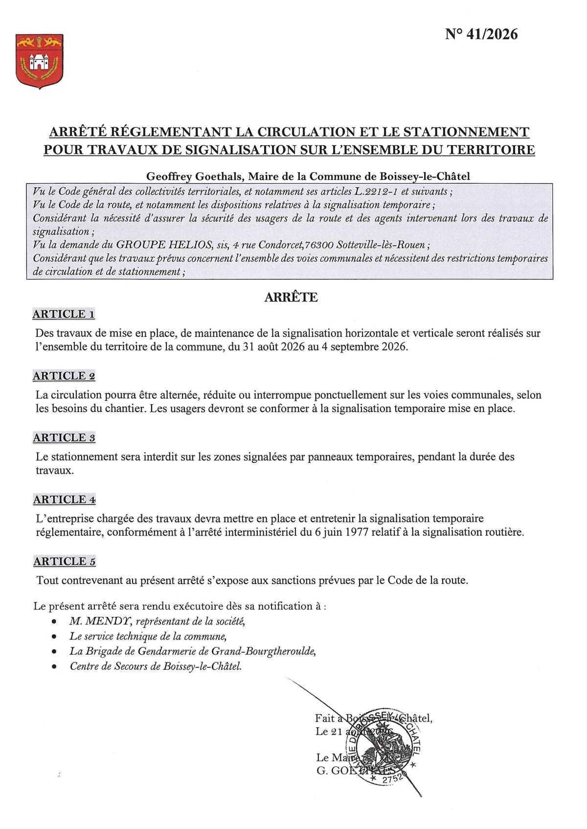 🚧 TRAVAUX DE SIGNALISATION : CIRCULATION PERTURBÉE