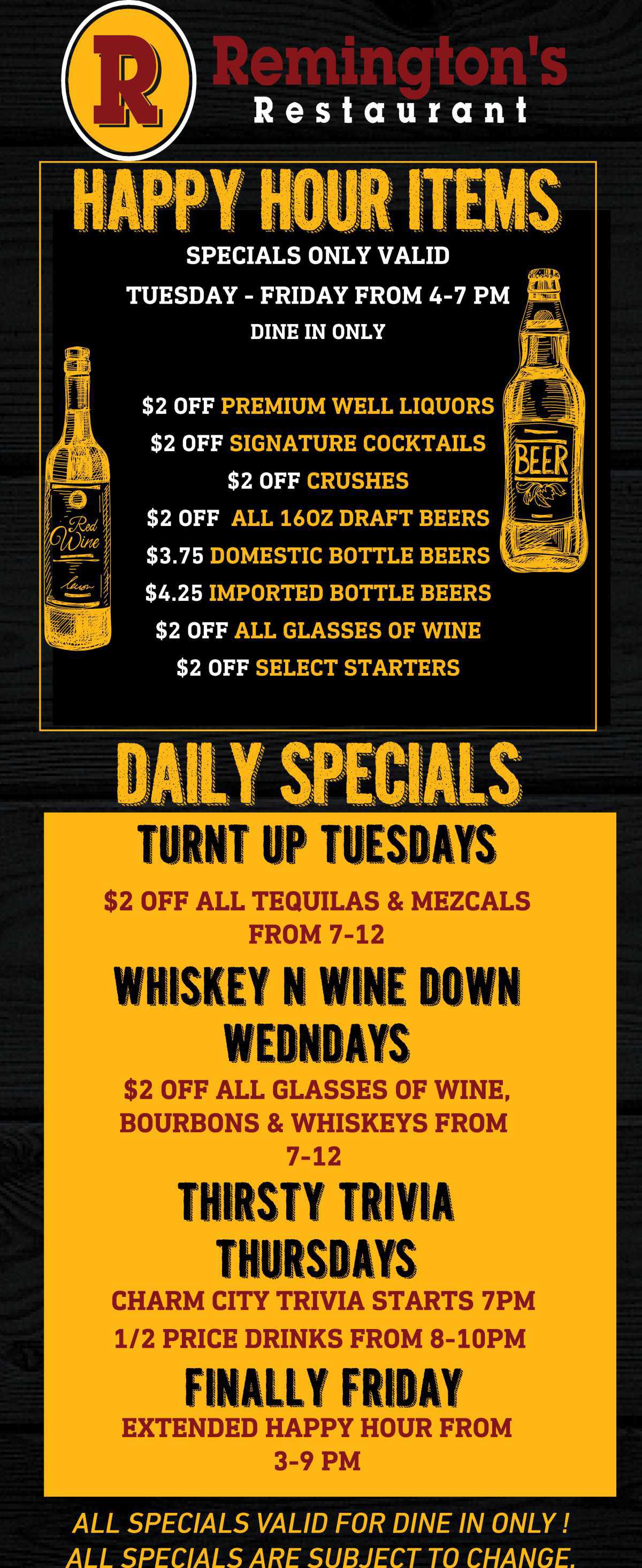REMINGTONS DAILY SPECIALS 