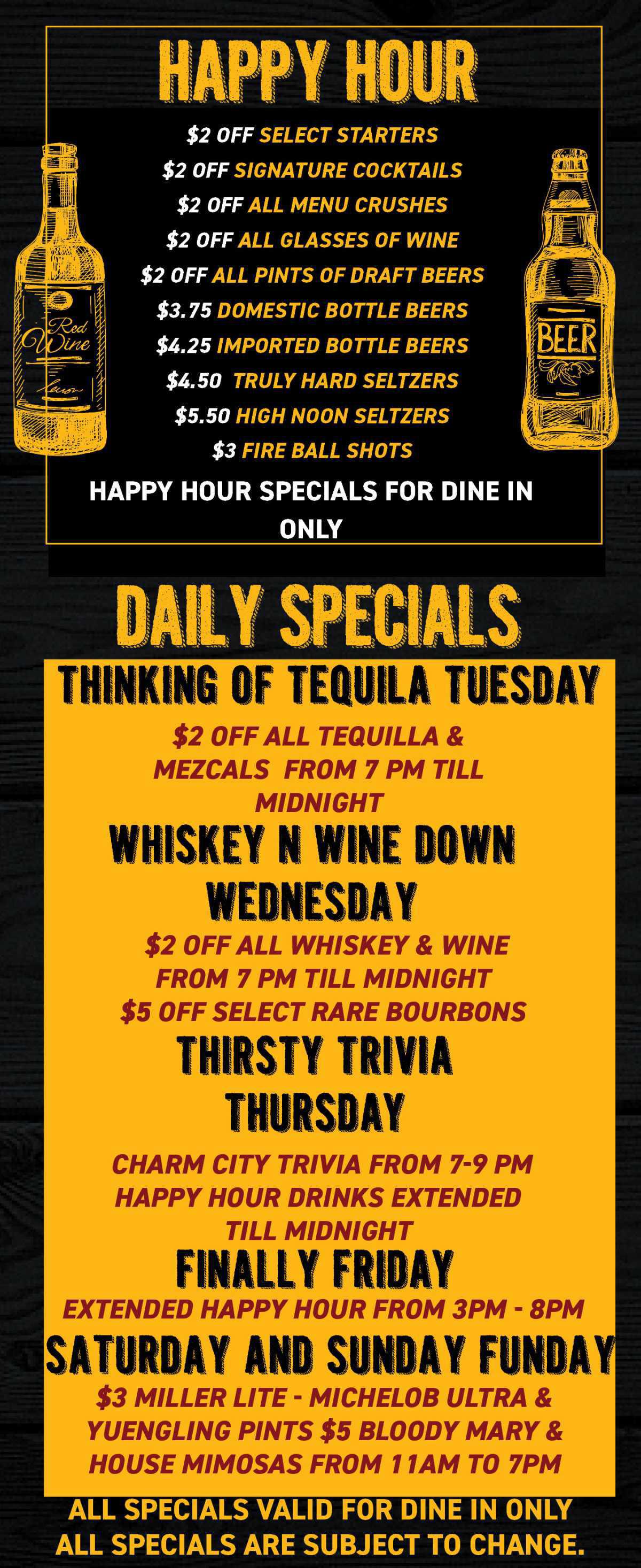 HAPPY HOUR & DAILY SPECIALS 