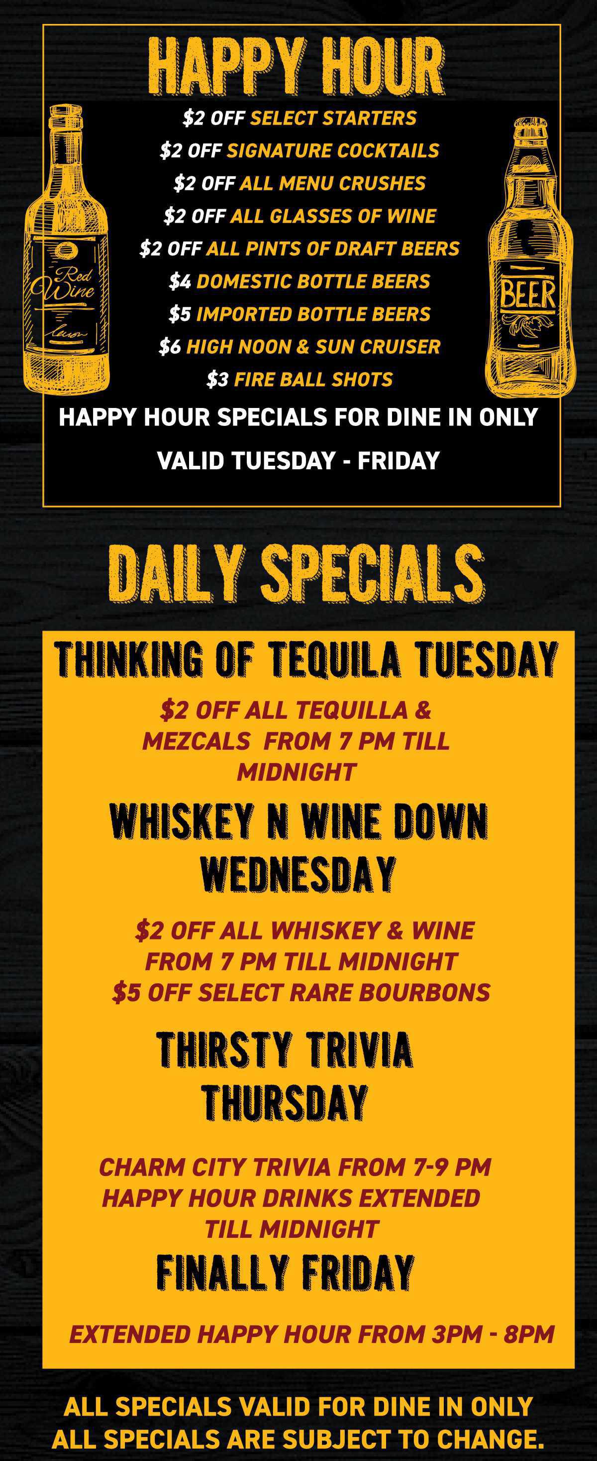 HAPPY HOUR & DAILY SPECIALS 