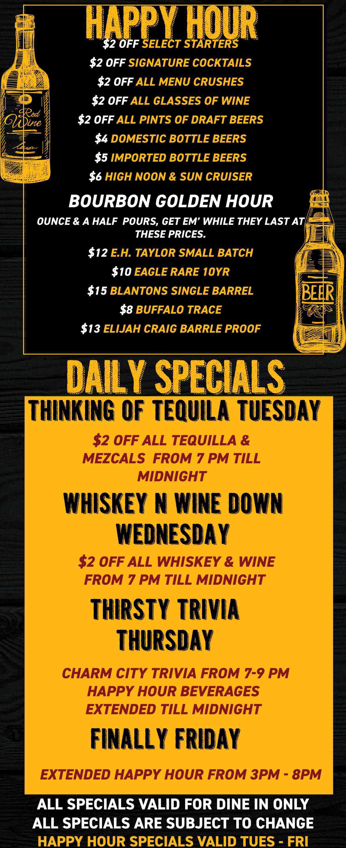 HAPPY HOUR & DAILY SPECIALS 