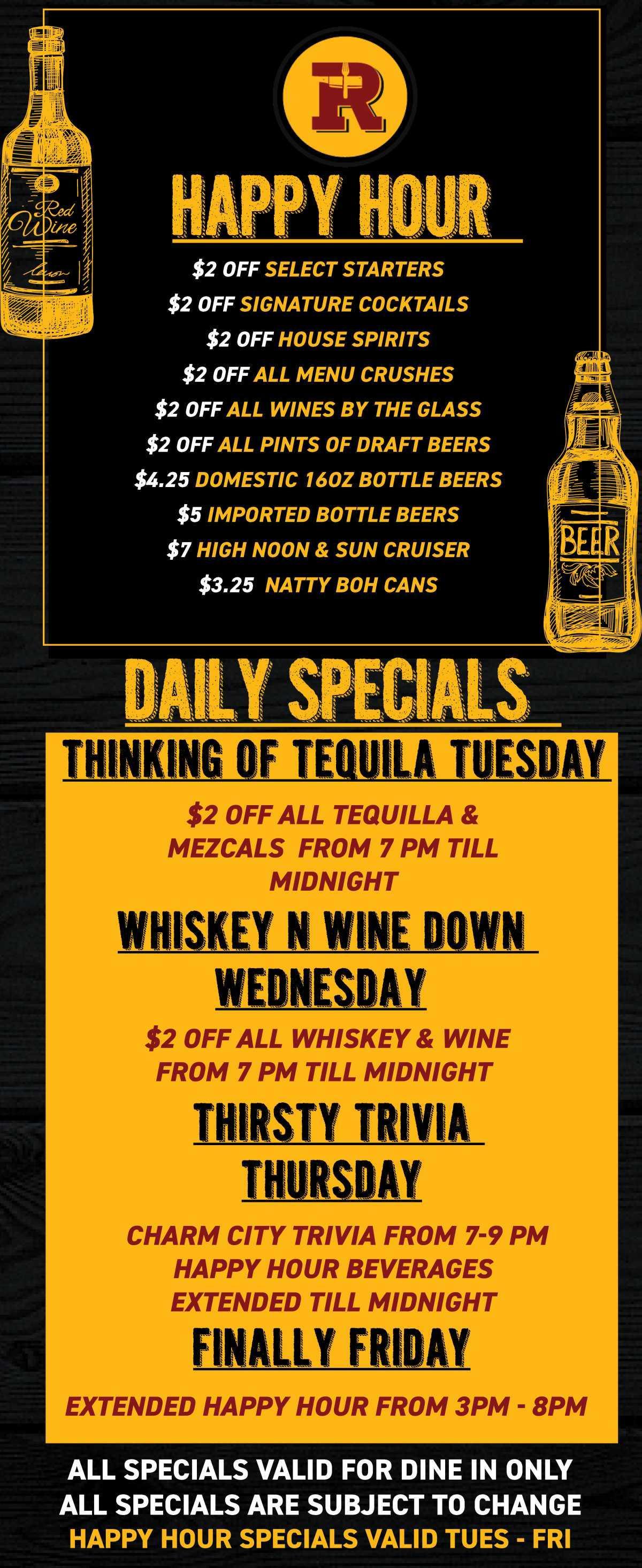 HAPPY HOUR & DAILY SPECIALS 