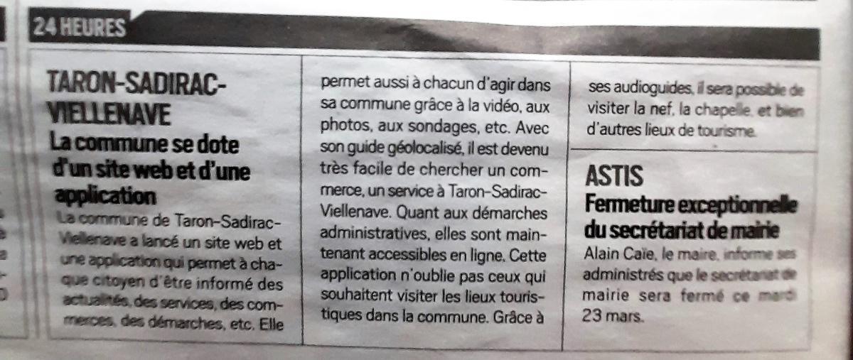 WEB APP MAIRIE TARON -SADIRAC - VIELLENAVE WEB APP MAIRIE TARON -SADIRAC - VIELLENAVE