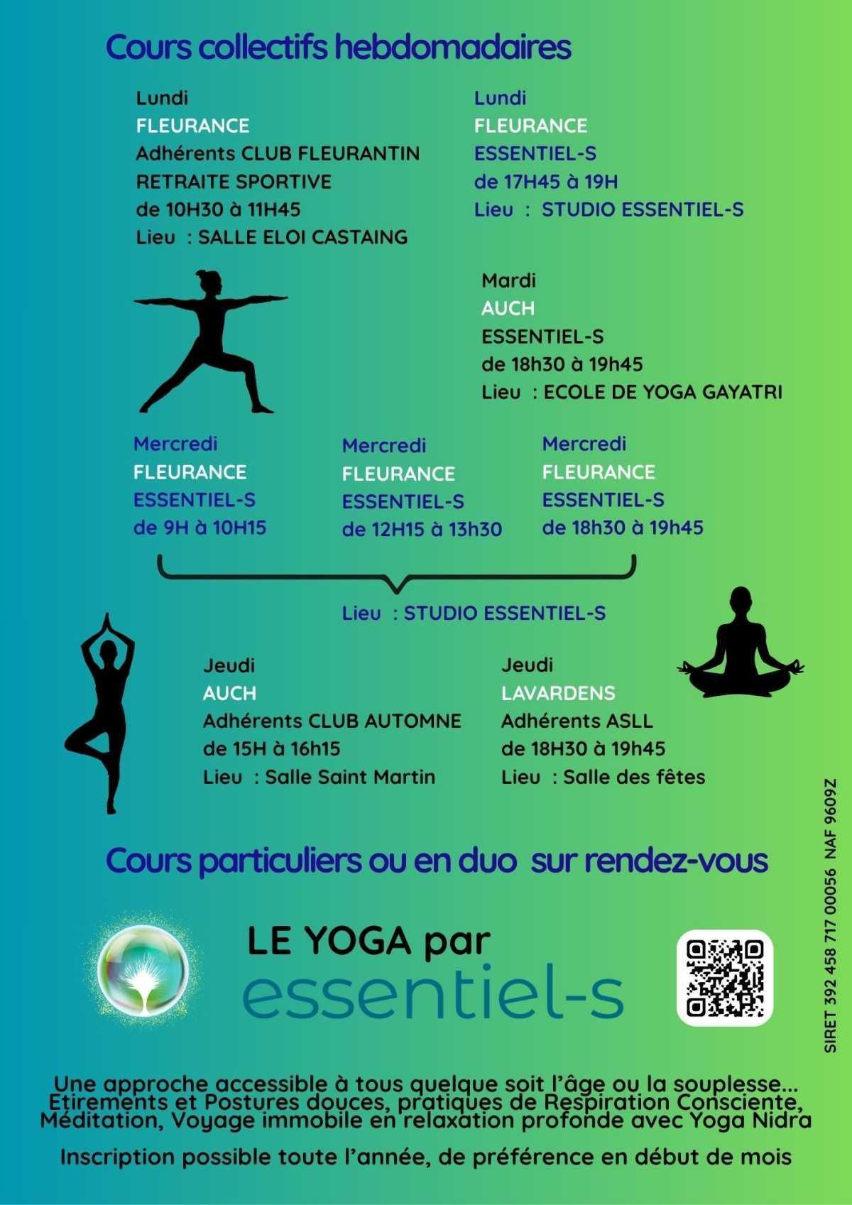YOGA Cours Collectifs, Ateliers, Stages