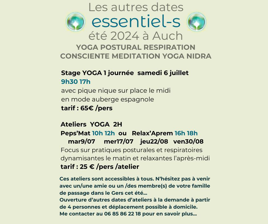 Stages et ateliers YOGA été 2024