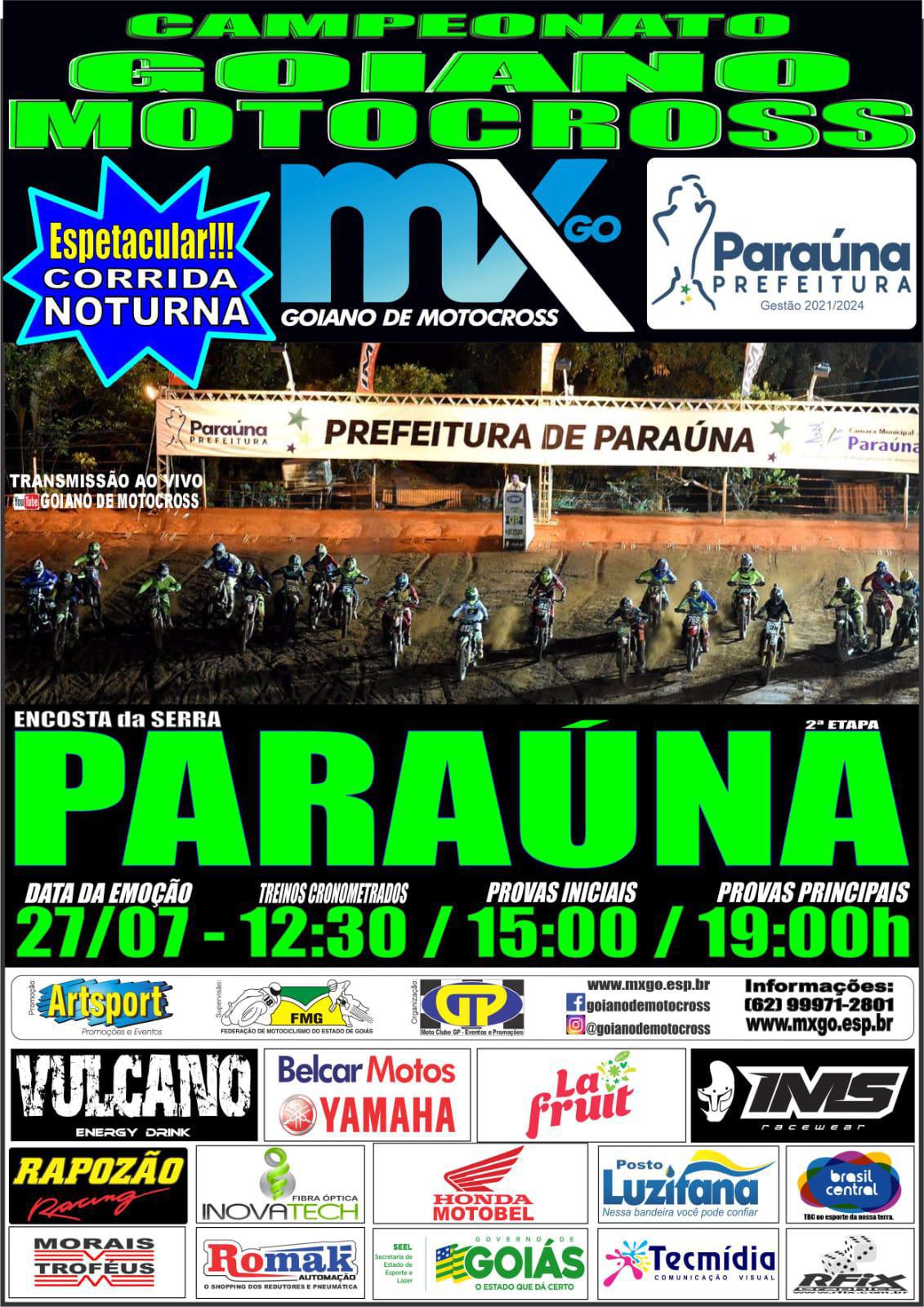 Prova noturna será a grande novidade da 2ª etapa do Goiano de Motocross, em Paraúna/GO