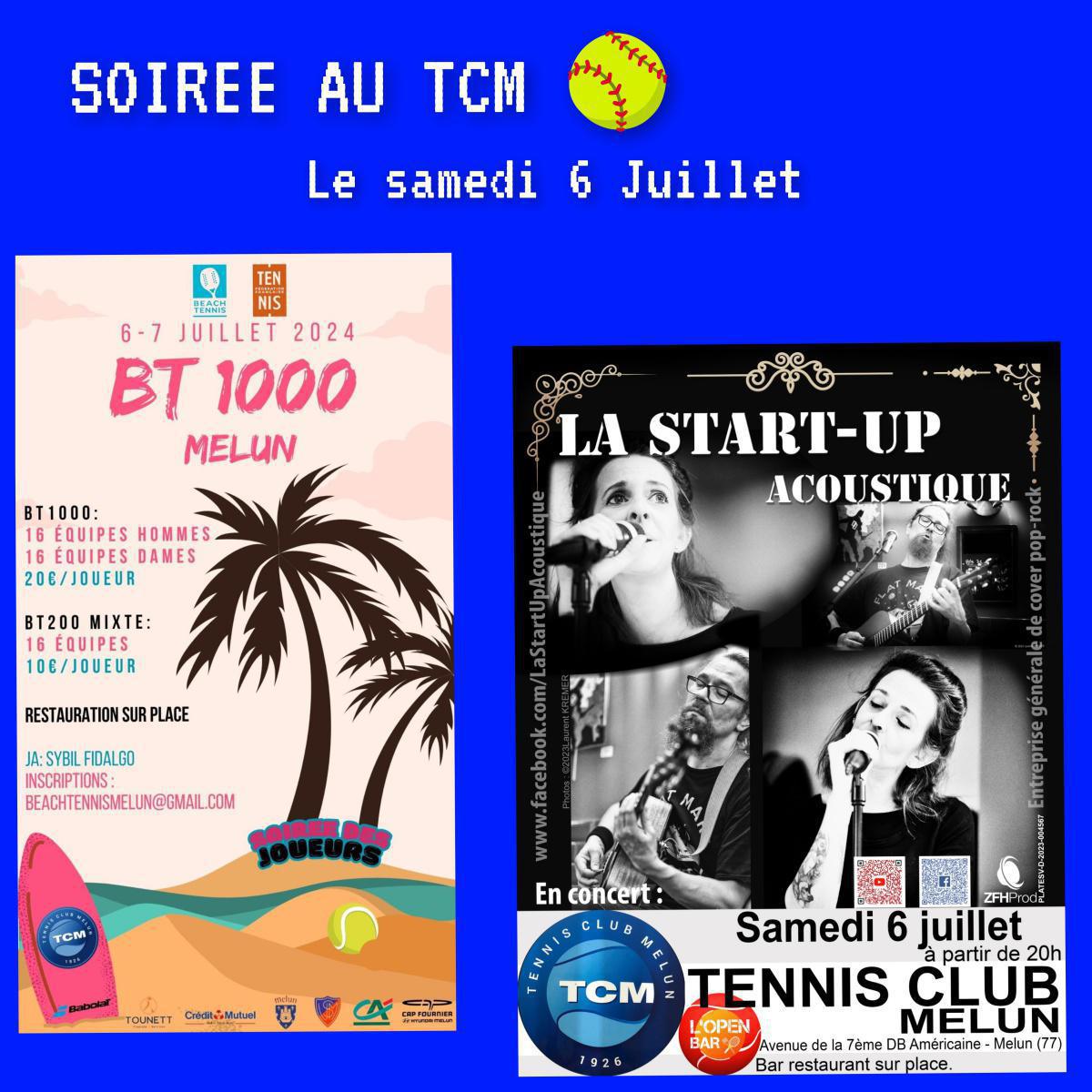 Soirée concert au TC Melun le 06 juillet à partir de 19h30