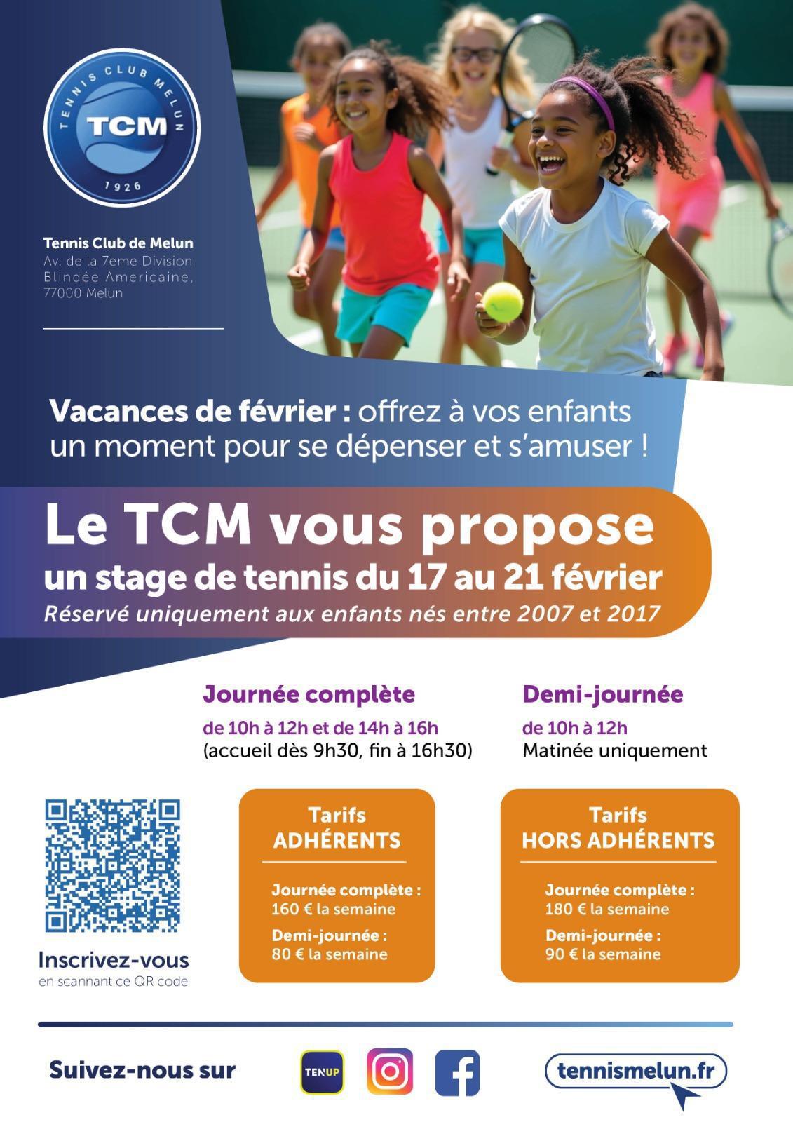 Stages Tennis vacances de Février Stages Tennis vacances de Février