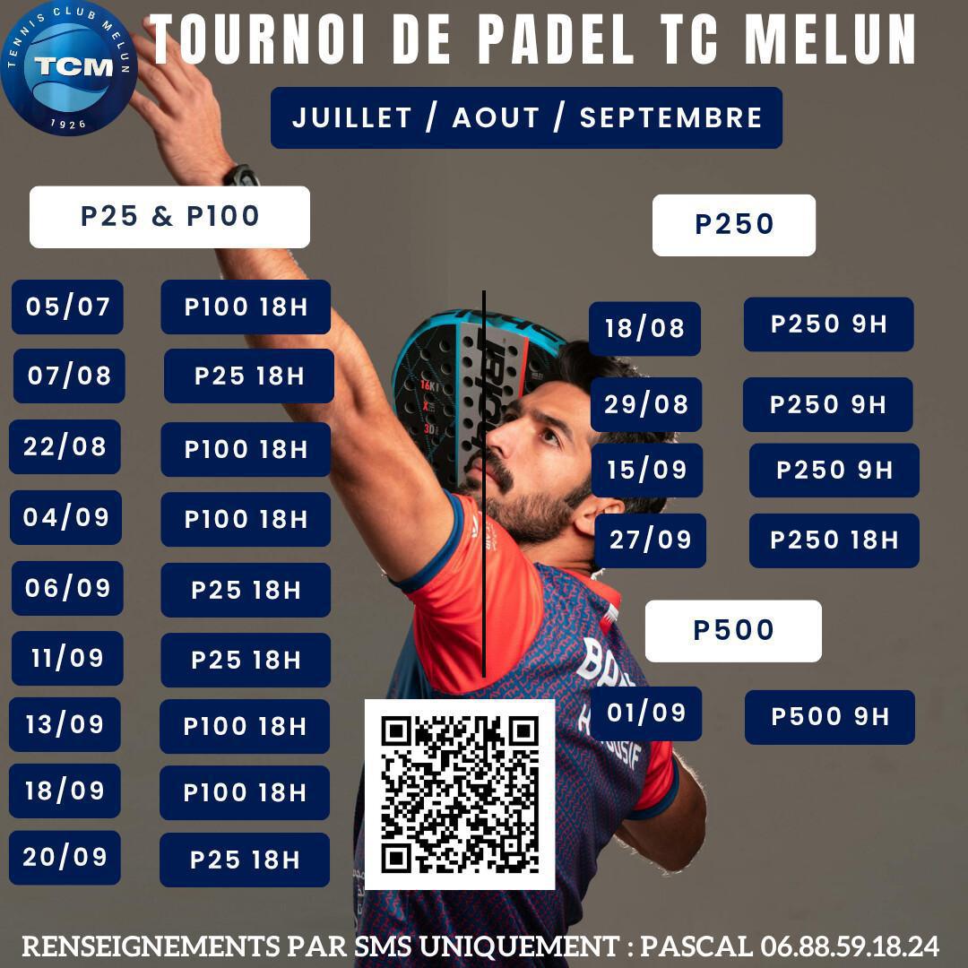 tournois de Padel Juillet/Aout & Septembre