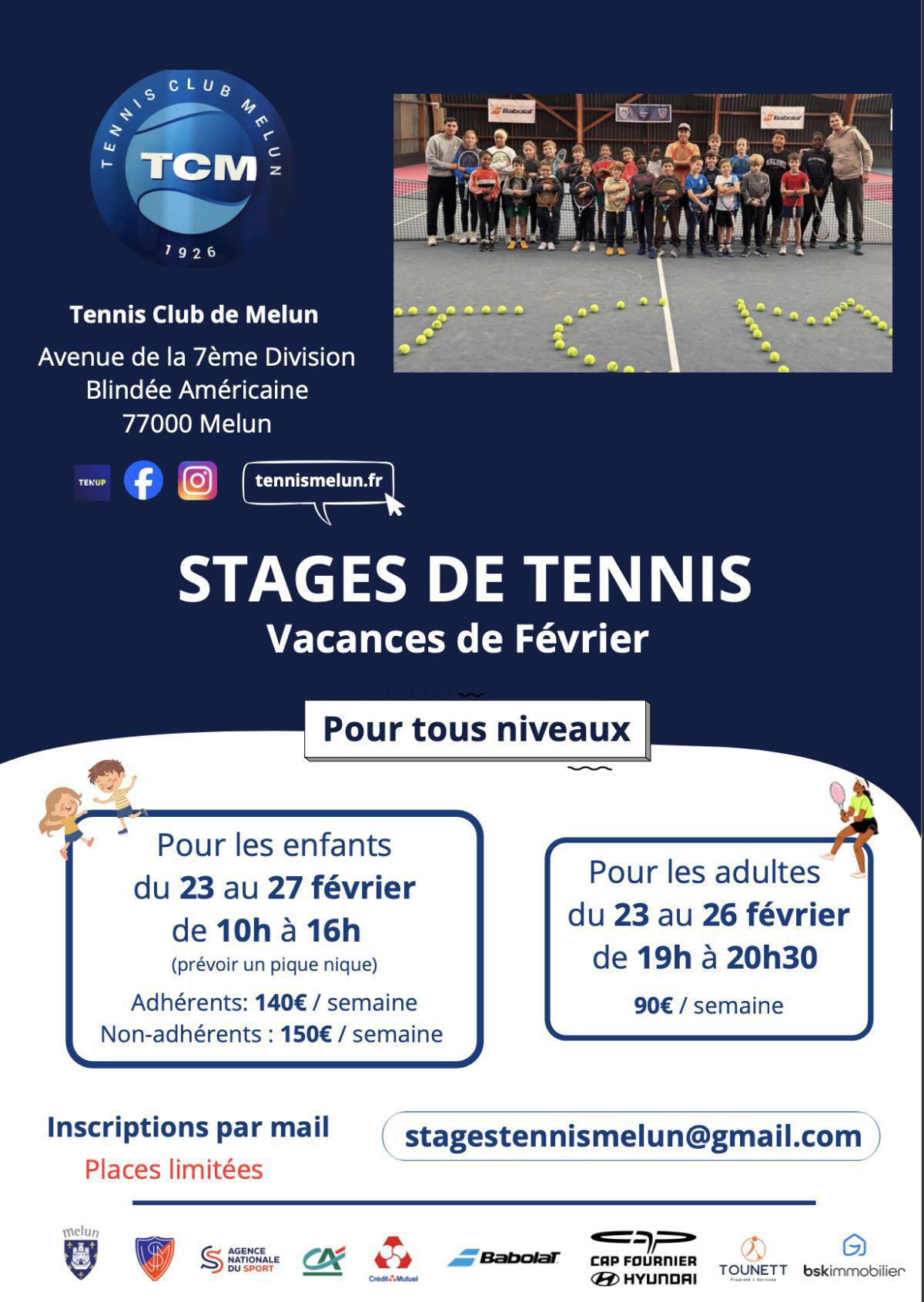 Stages Tennis de Février