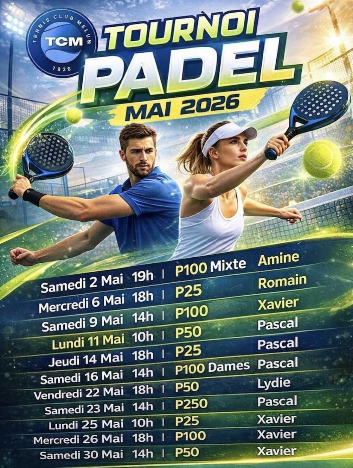 Affiche Tournoi Padel de Mai
