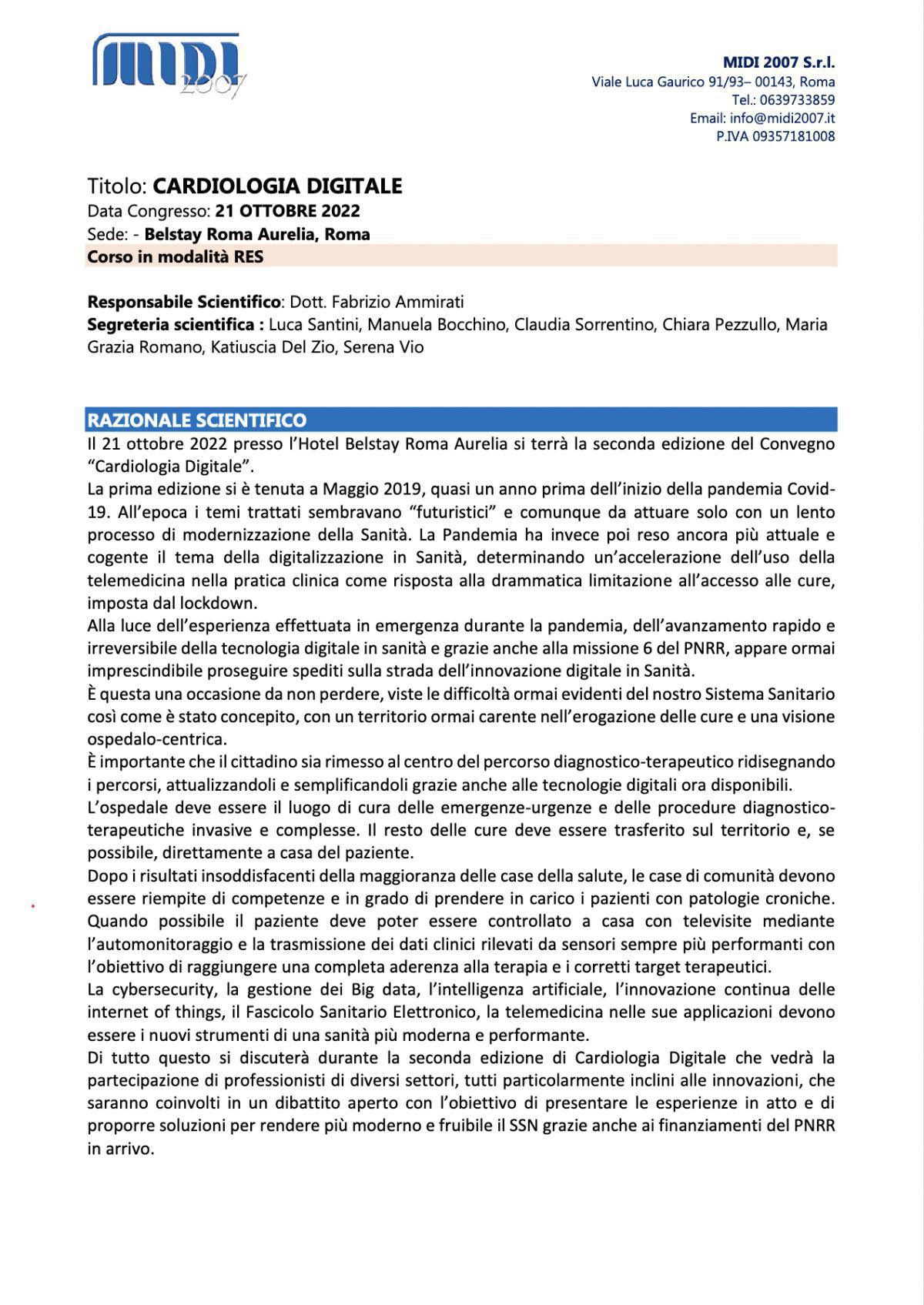 Cardiologia Digitale 2022 Cardiologia Digitale 2022