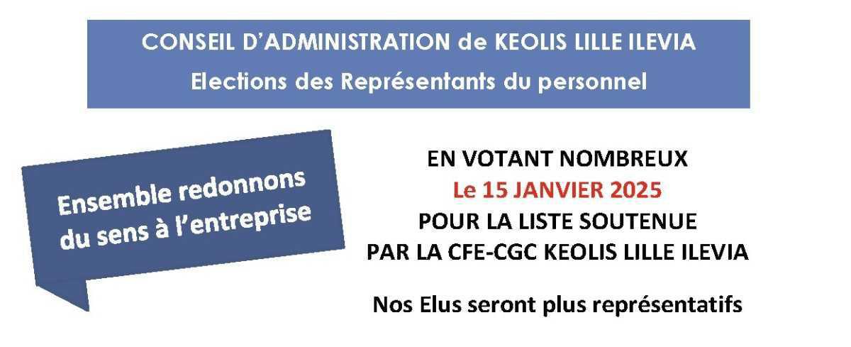 Elections CA de KEOLIS LILLE ILEVIA