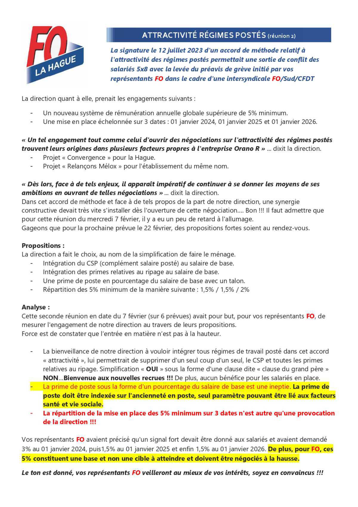 ATTRACTIVITE REGIMES POSTES 2ème Réunion