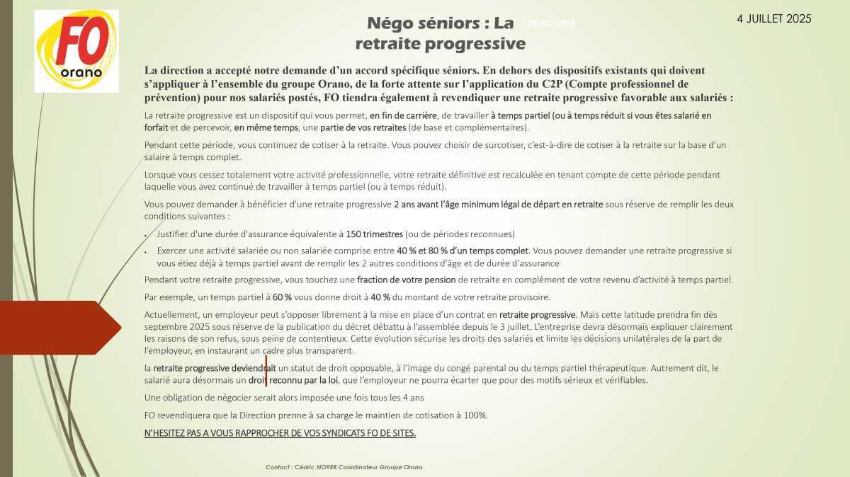 Négo séniors: La retraite progressive