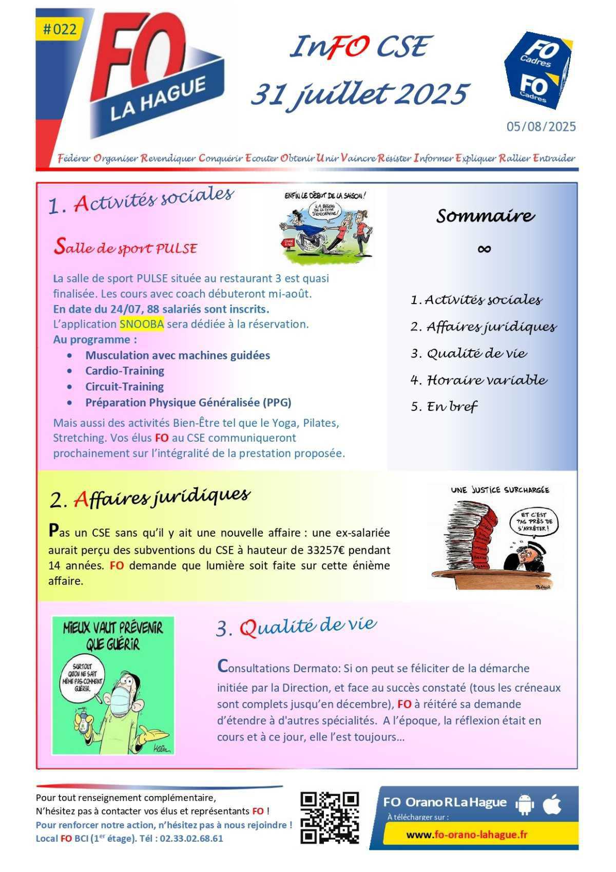 INFO CSE JUILLET