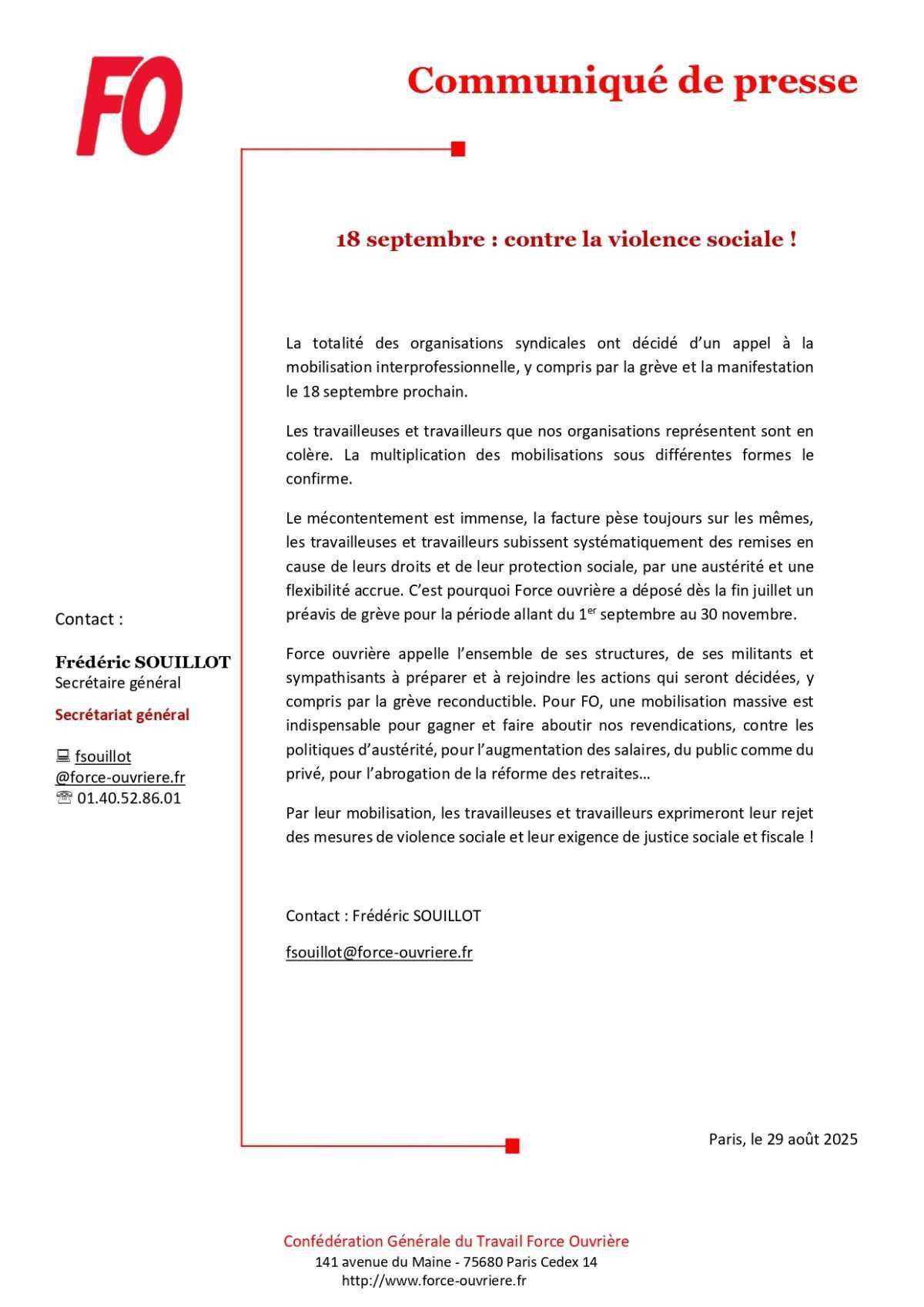 CONTRE LA VIOLENCE SOCIALE