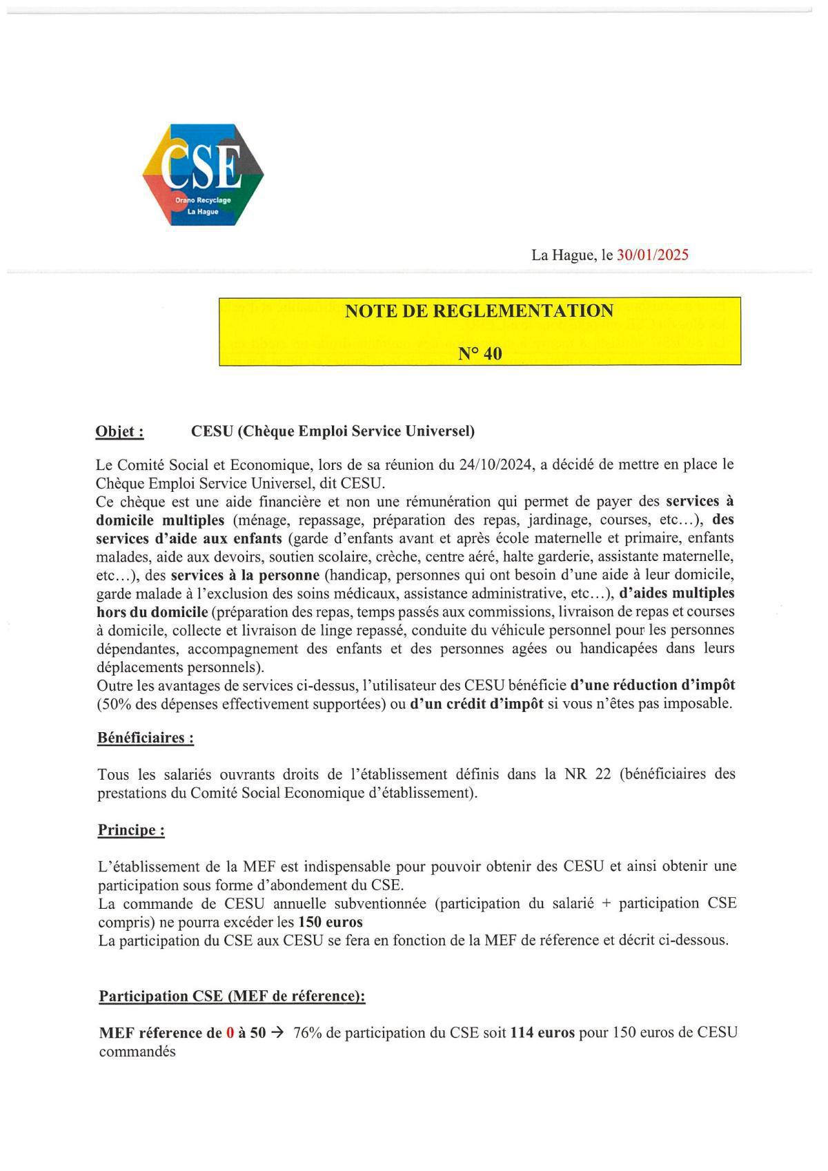 NOTES de REGLEMENTATION (intégration en cours sur votre appli)