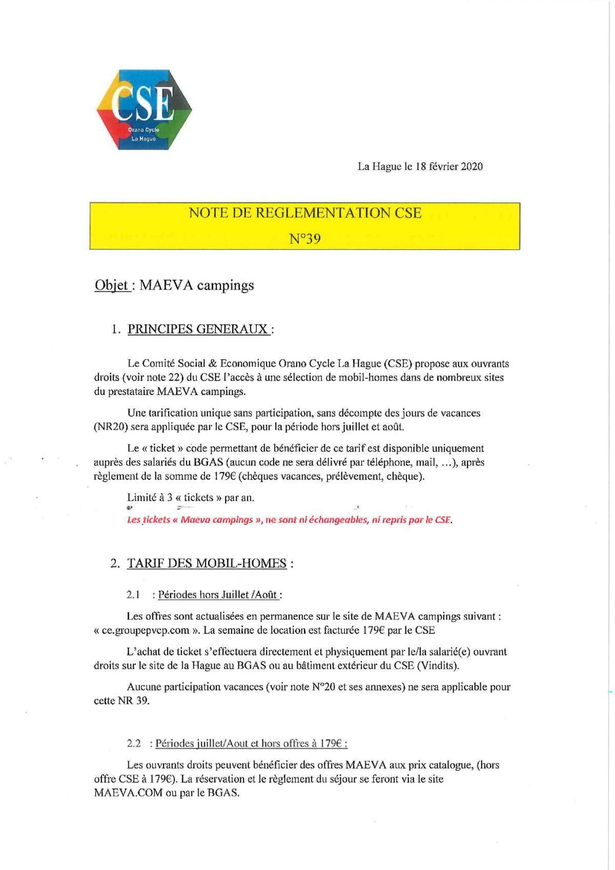 NOTES de REGLEMENTATION (intégration en cours sur votre appli)