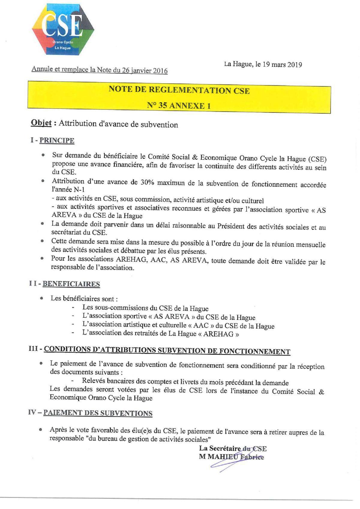 NOTES de REGLEMENTATION (intégration en cours sur votre appli)