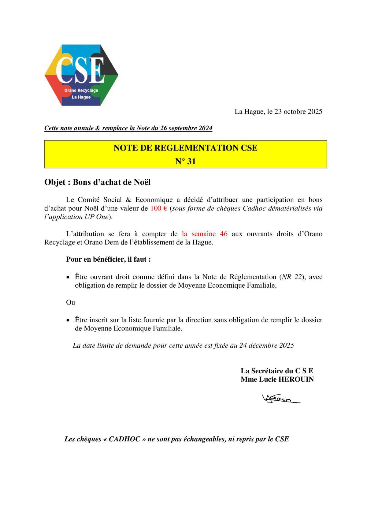 NOTES de REGLEMENTATION (intégration en cours sur votre appli)