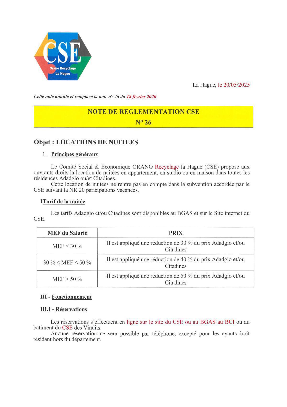 NOTES de REGLEMENTATION (intégration en cours sur votre appli)