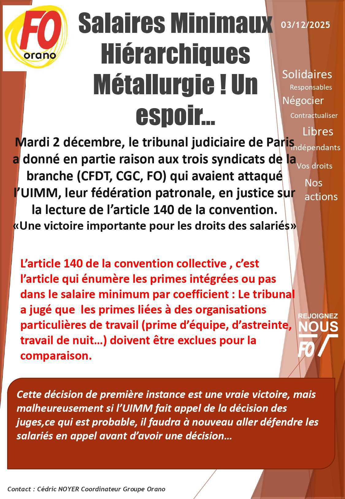 Salaires Minimaux Hiérarchiques Métallurgie ! Un espoir…