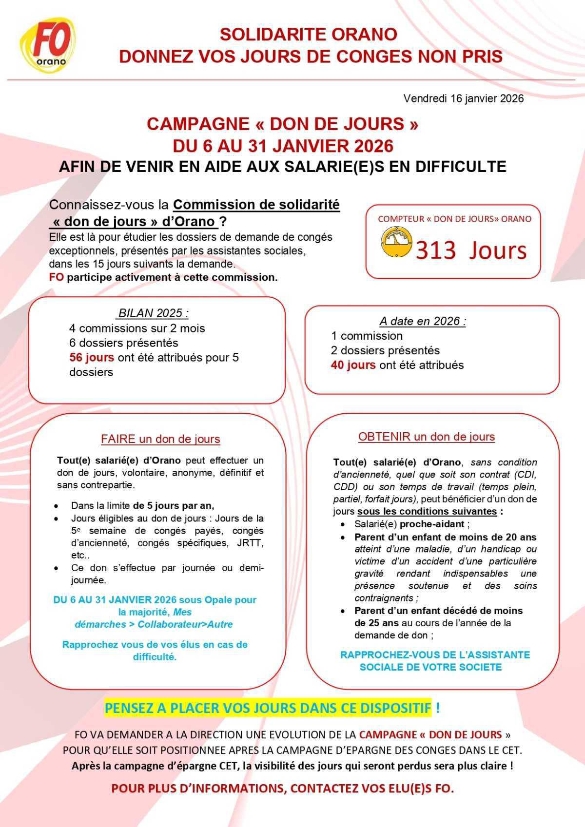 SOLIDARITE ORANO DONNEZ VOS JOURS DE CONGES NON PRIS