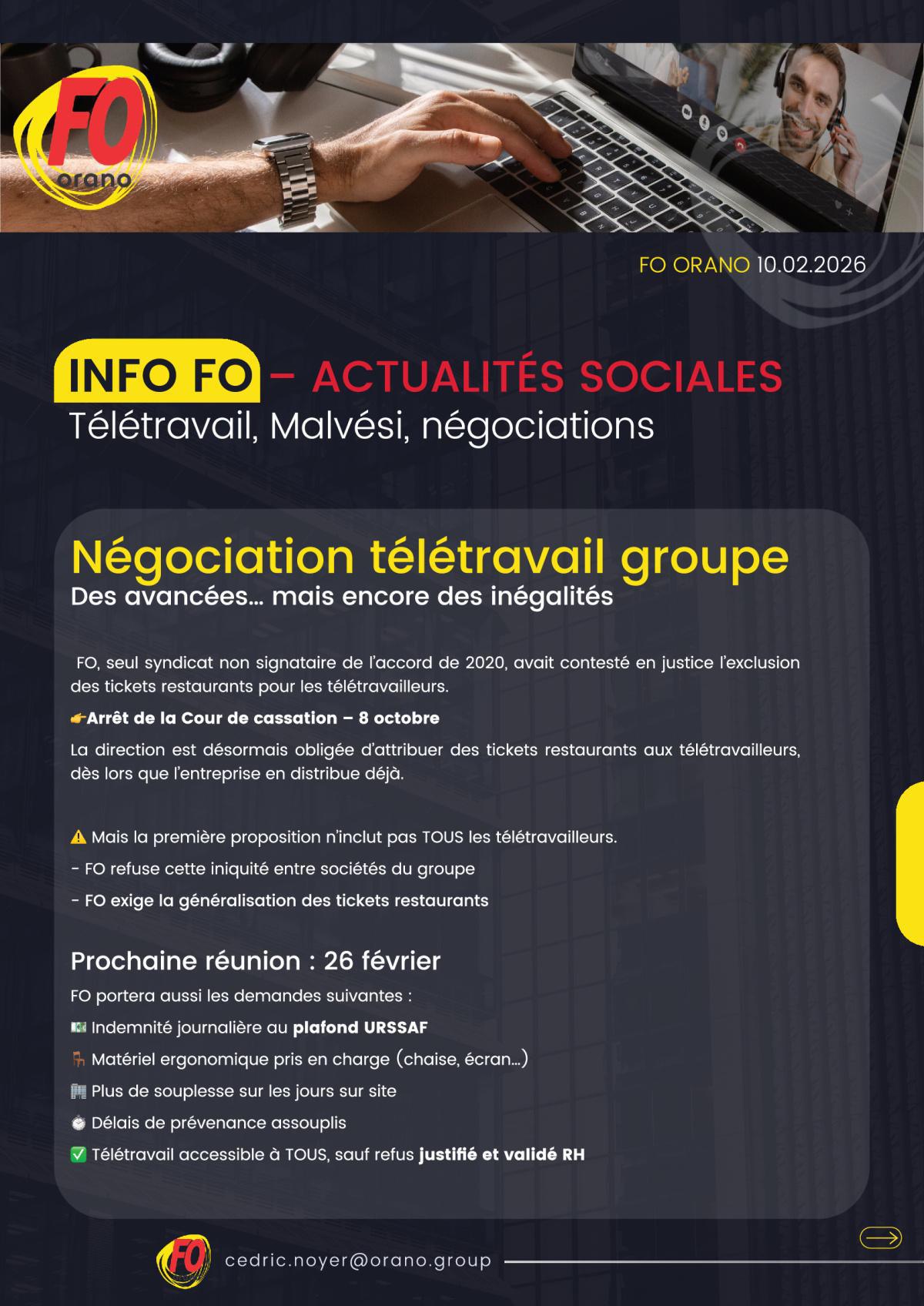 INFO GROUPE: Arrêt Malvési, Télétravail...