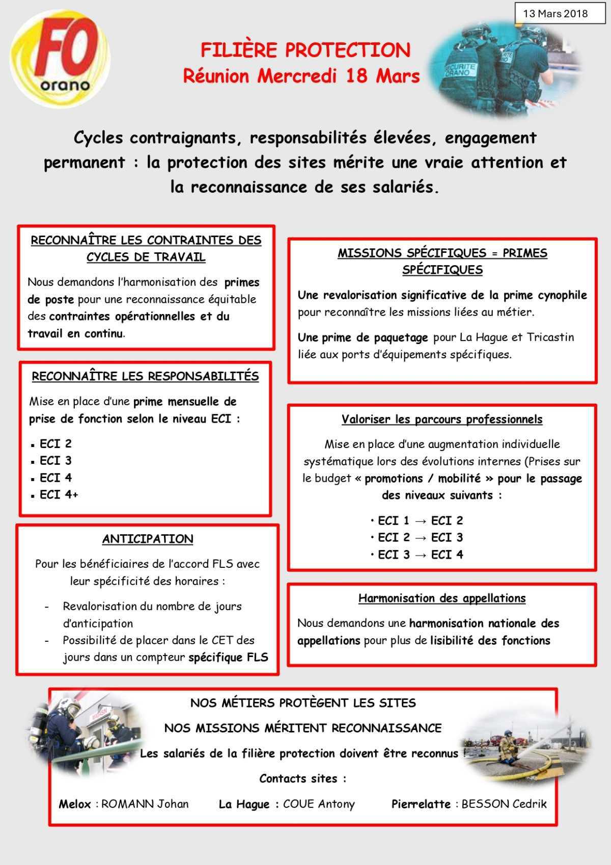 FILIÈRE PROTECTION Réunion Mercredi 18 Mars