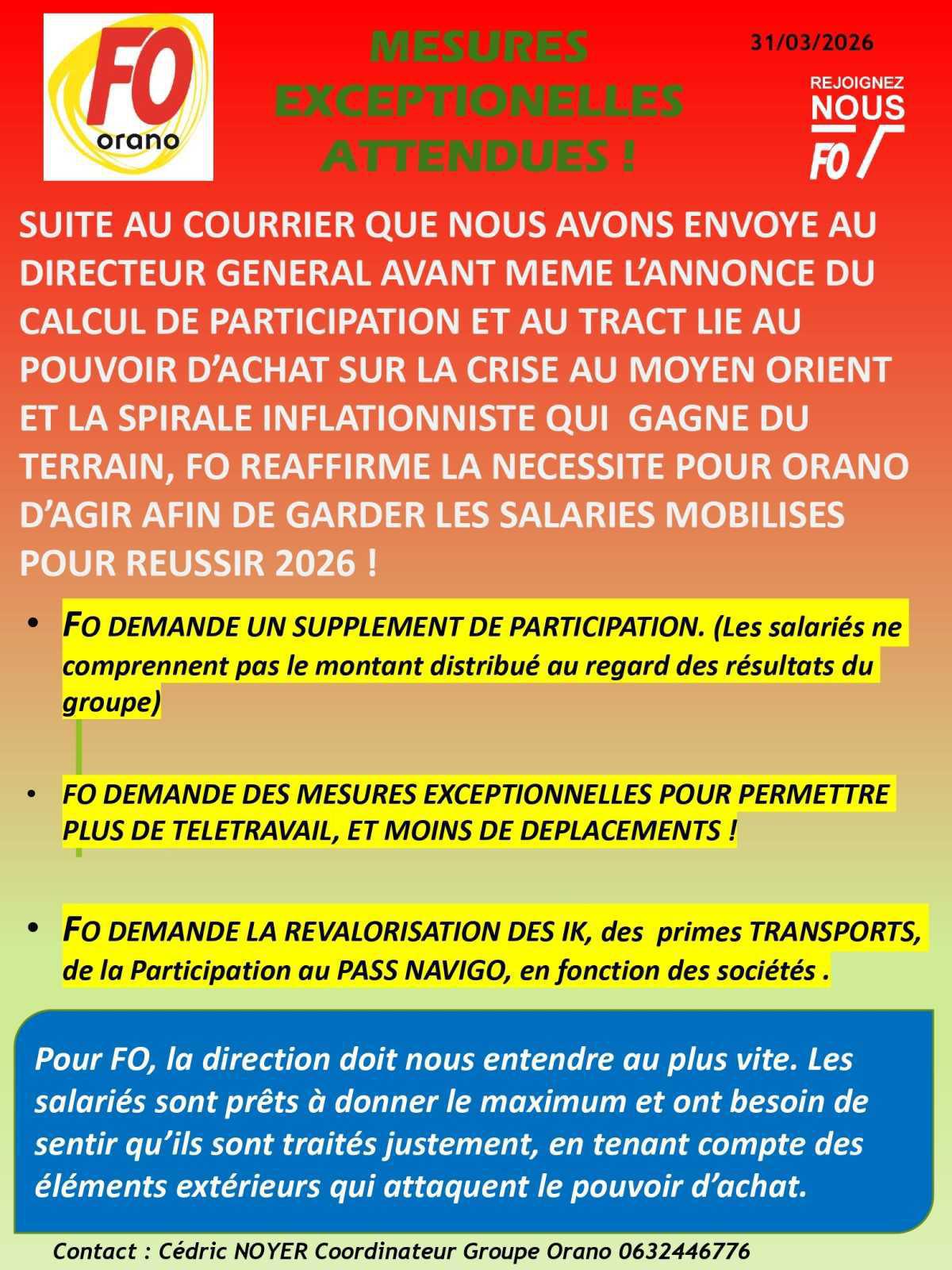 MESURES EXCEPTIONNELLES ATTENDUES !
