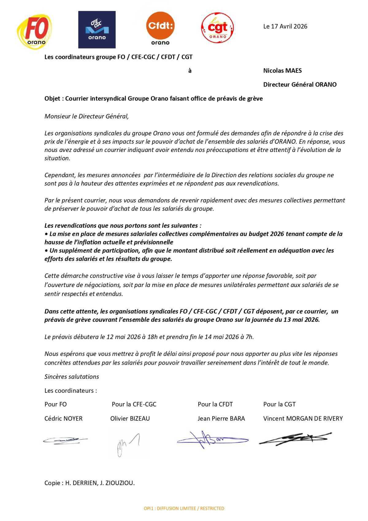 POUVOIR D'ACHAT:PREAVIS DE GREVE