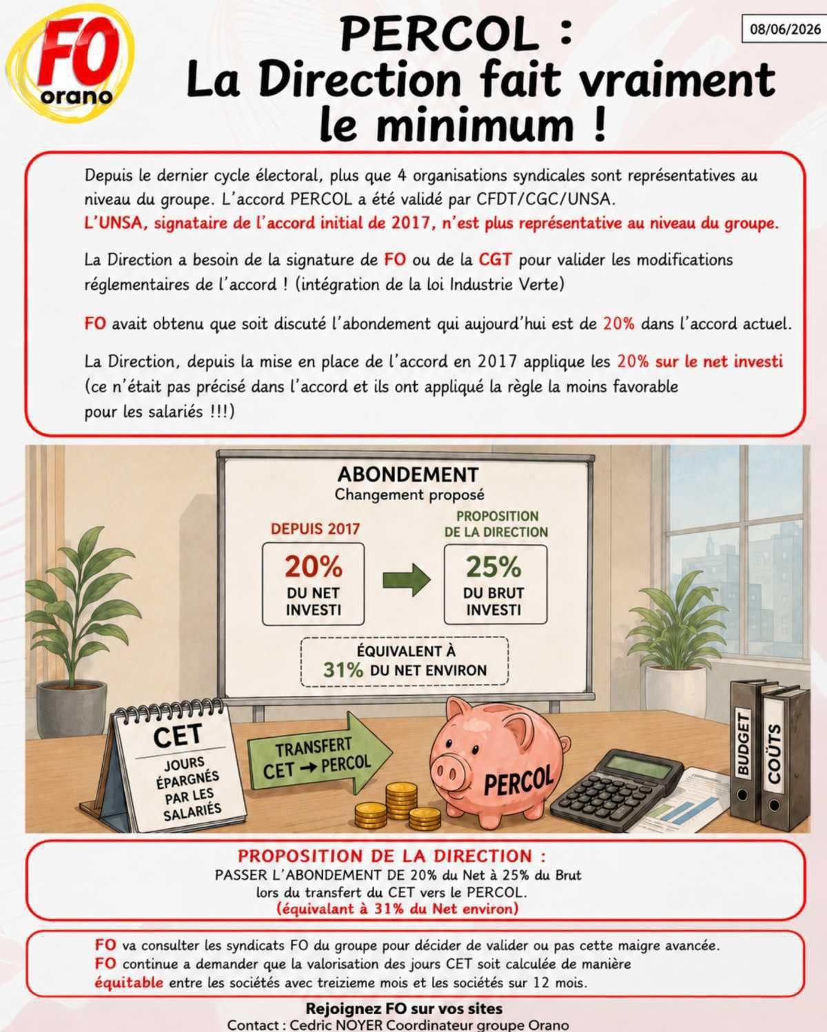 Accord PERCOL, de maigres avancées...