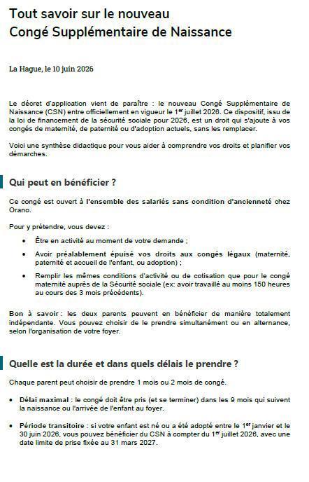 Congé supplémentaire de naissance