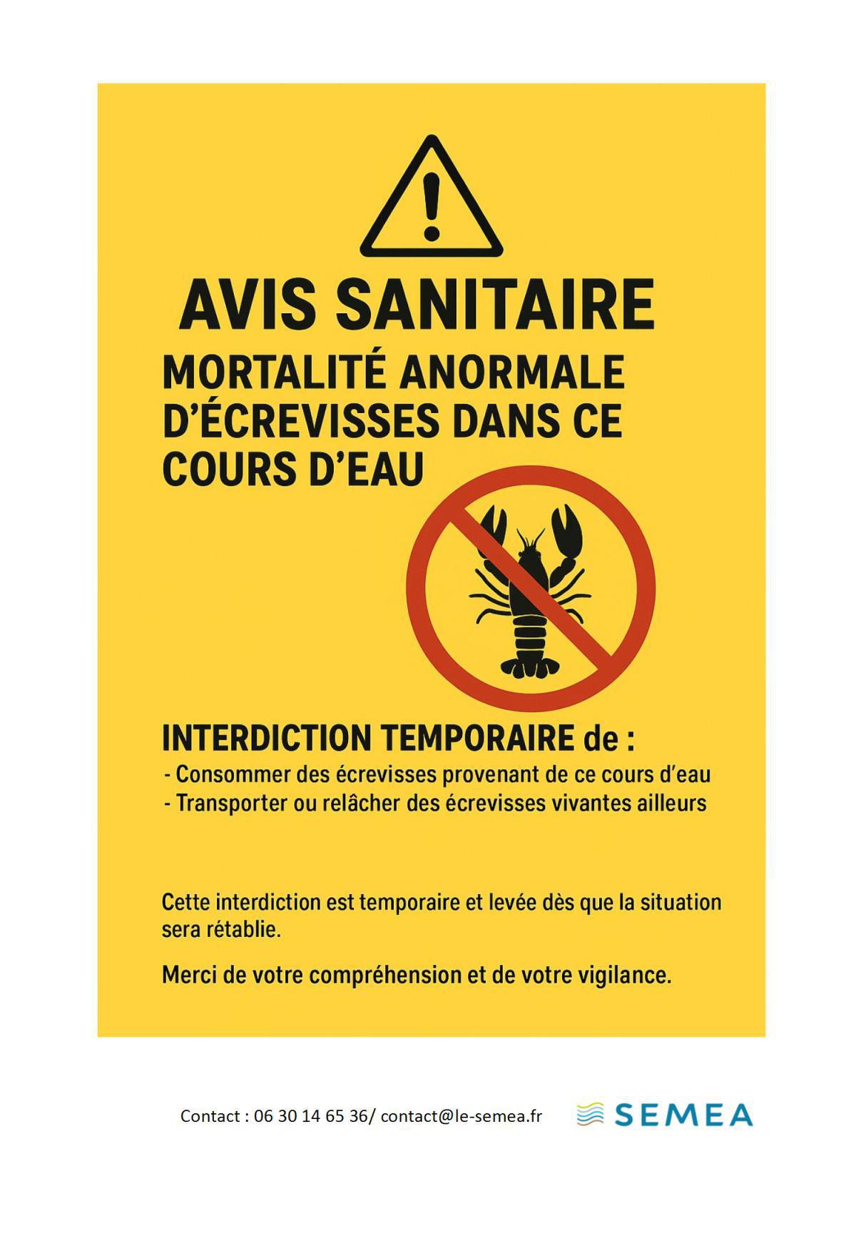 Avis sanitaire - Ru de Rebais à Cély