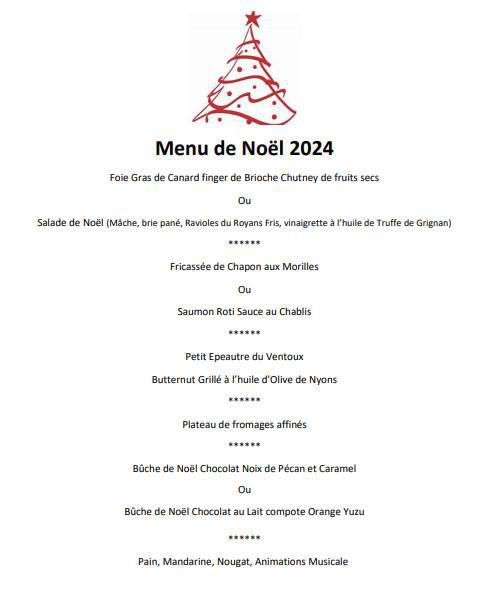 Menu de noël 2024